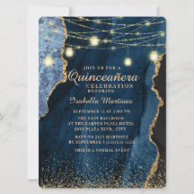 Luzes de Corda com Brilho Dourado Azul-Marinho Qui