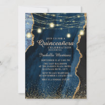 Luzes de Corda com Brilho Dourado Azul Naval para