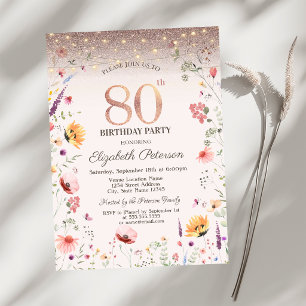 Convite Luzes de Corda com Flores Silvestres Brilhantes pa
