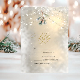 Convite Luzes de Corda com Pinhas Casamento de Inverno RSV