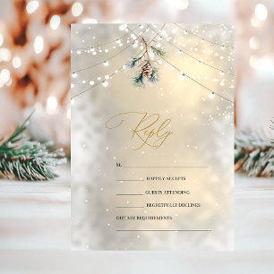Convite Luzes de Corda com Pinhas Casamento de Inverno RSV