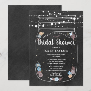 Convite Luzes de Corda com Pote de Pedra e Quadro Negro pa