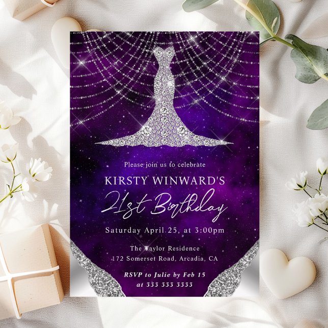 Convite Luzes de Corda com Vestido de Diamante e Bokeh par (Criador carregado)