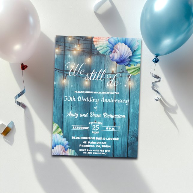 Convite Luzes de Corda de 30º Aniversário de Casamento (Criador carregado)