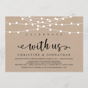 Convite Luzes de Corda de Fazenda Rústica, Casamento Kraft