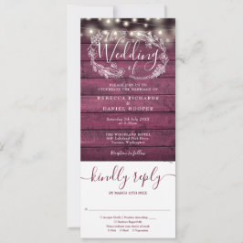 Convite Luzes de Corda de Madeira Borgonha Tudo em Um Casa