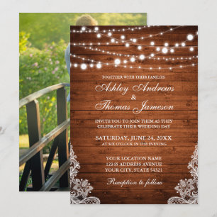 Convite Luzes de Corda de Madeira de Casamento Russo Invit