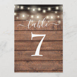 Convite Luzes de Corda de Madeira Rústica Número da Mesa
