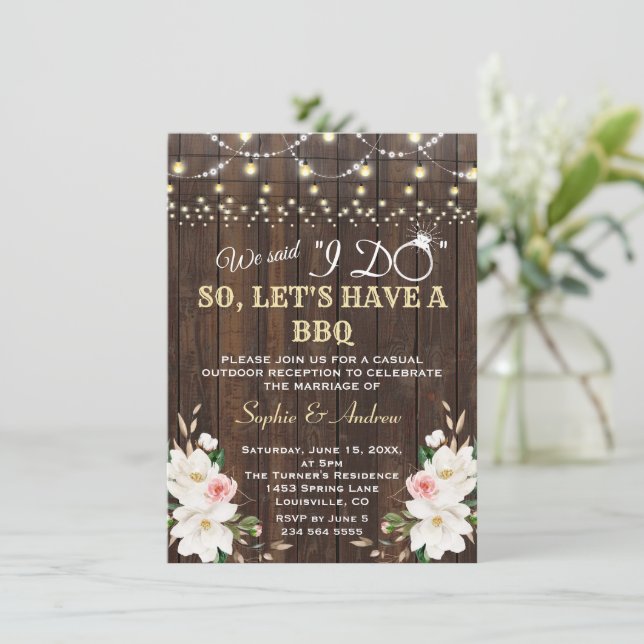 Convite Luzes de Corda de Magnolia Branca Após Eu Fazer CH (Em pé/Frente)