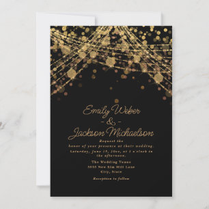 Convite Luzes de Corda de Ouro Preto Casamento