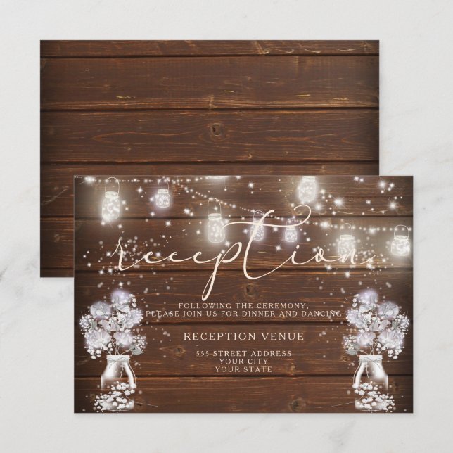 Convite Luzes de Corda de Pote de Barro Rústico aNoivaDesc (Frente/Verso)