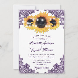 Convite Luzes de Corda de Renda Floral Roxa Casamento Gira