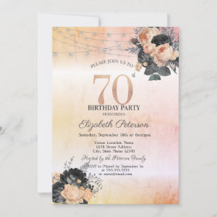 Convite Luzes de Corda de Rosas Laranja Chic Aniversário d