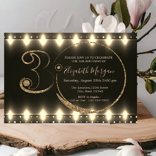 Convite Luzes de Corda Dourado Brilho 30º Aniversário