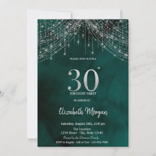 Convite Luzes de Corda Elegantes Aniversário de 30 anos Ve
