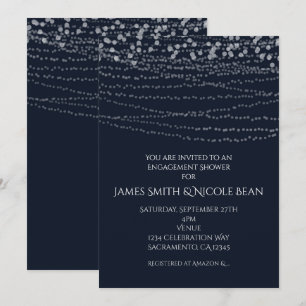 Convite Luzes de Corda Elegantes Modernas Celebração Azul