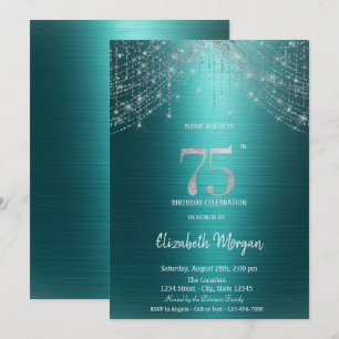 Convite Luzes de Corda Elegantes Verde Metálico Aniversári