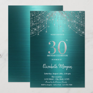 Convite Luzes de Corda Elegantes Verde Metálico Aniversári
