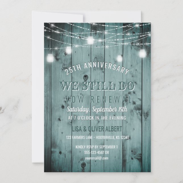 Convite Luzes de Corda em Pote de Pedra Renovação de Votos (Frente)