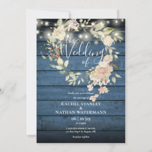 Convite Luzes de Corda Florais de Madeira para Casamento R