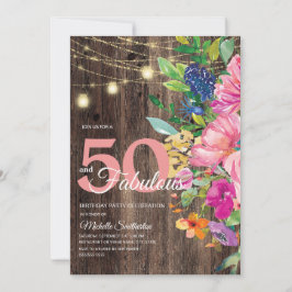 Convite Luzes de Corda Florais Rosa de Madeira Rústica 50