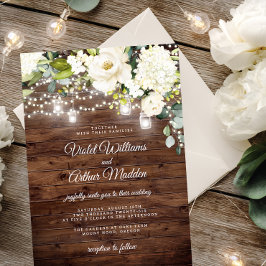 Convite Luzes de Corda Florais Rústicas Casamento