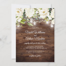 Convite Luzes de Corda Florais Rústicas Elegantes Casament