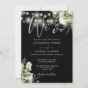 Convite Luzes de Corda Floral Fazemos Verde Casamento