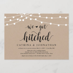Convite Luzes de Corda Kraft, fonte Preta, Casamento às Pr