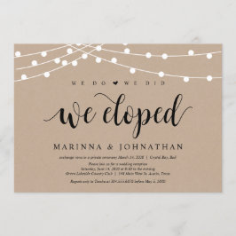 Convite Luzes de Corda Kraft, fonte preta, Casamento Furti