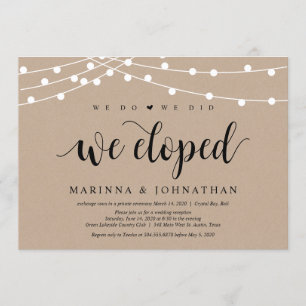 Convite Luzes de Corda Kraft, fonte Preta, Casamento Furti