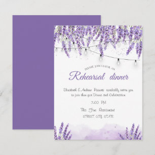 Convite Luzes de Corda Lavanda com Aquarela Jantar de Ensa