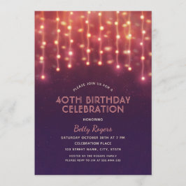 Convite Luzes de Corda Luminosa Moderna do aniversário de 