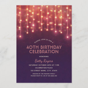 Convite Luzes de Corda Luminosa Moderna do aniversário de