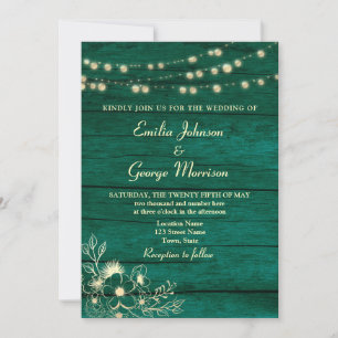 Convite Luzes de Corda Madeira Rústica Casamento Verde Esm