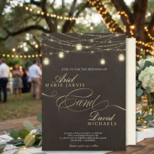 Luzes de Corda Marrom Rústico Casamento Romântico