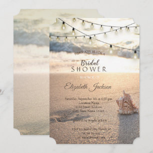 Convite Luzes de Corda para Casamento na Praia Chuveiro de