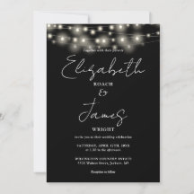 Luzes de Corda Pretas e Brancas Casamento Grafismo