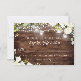 Convite Luzes de Corda Rústicas Florais RSVP de Casamento