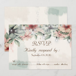 Convite Luzes de Corda,Traço de Pincel,Floral RSVP