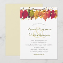 Convite Luzes de Cordão de Folhas de Outono Coloridas para
