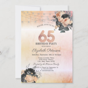 Convite Luzes de Cordão de Rosas Laranja Chic Aniversário