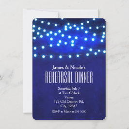 Convite Luzes de Cordão Noturnas Rústicas Azuis Jantar de 
