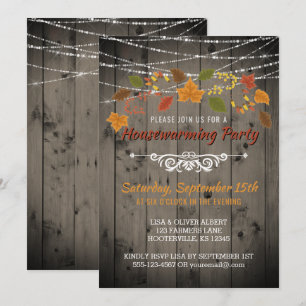 Convite Luzes de Cordas de Madeira Rústica do Partido do 