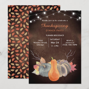 Convite Luzes de Cordas de Pumpkin Russas Foliage Ação d