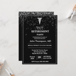 Convite Luzes de Cordas do Dr. Retirement Party Elegantes