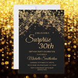 Convite Luzes de cordas Douradas pretas aniversário de 30<br><div class="desc">convite de festas de aniversário de 30 anos para mulheres com luzes de cordas de ouro brilhantes e espumantes sobre fundo negro ousado. Como o texto é personalizável, este convite é feito para uma senhora que comemora qualquer aniversário. (18, 21, rua, 30, 40, 50, 60, 70, 80, 90, 100... ou...</div>