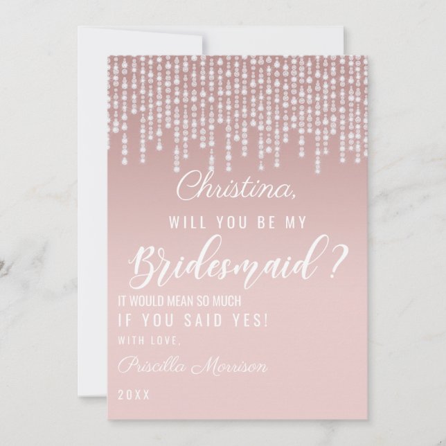 Convite Luzes de Diamante Cor-de-Rosa Pendentes Acompanhan (Frente)