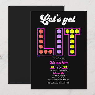 Convite Luzes de Disco Vamos Ficar Iluminados Festa de Nat