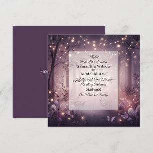 Convite Luzes de fada no casamento brilhante em Woodland
